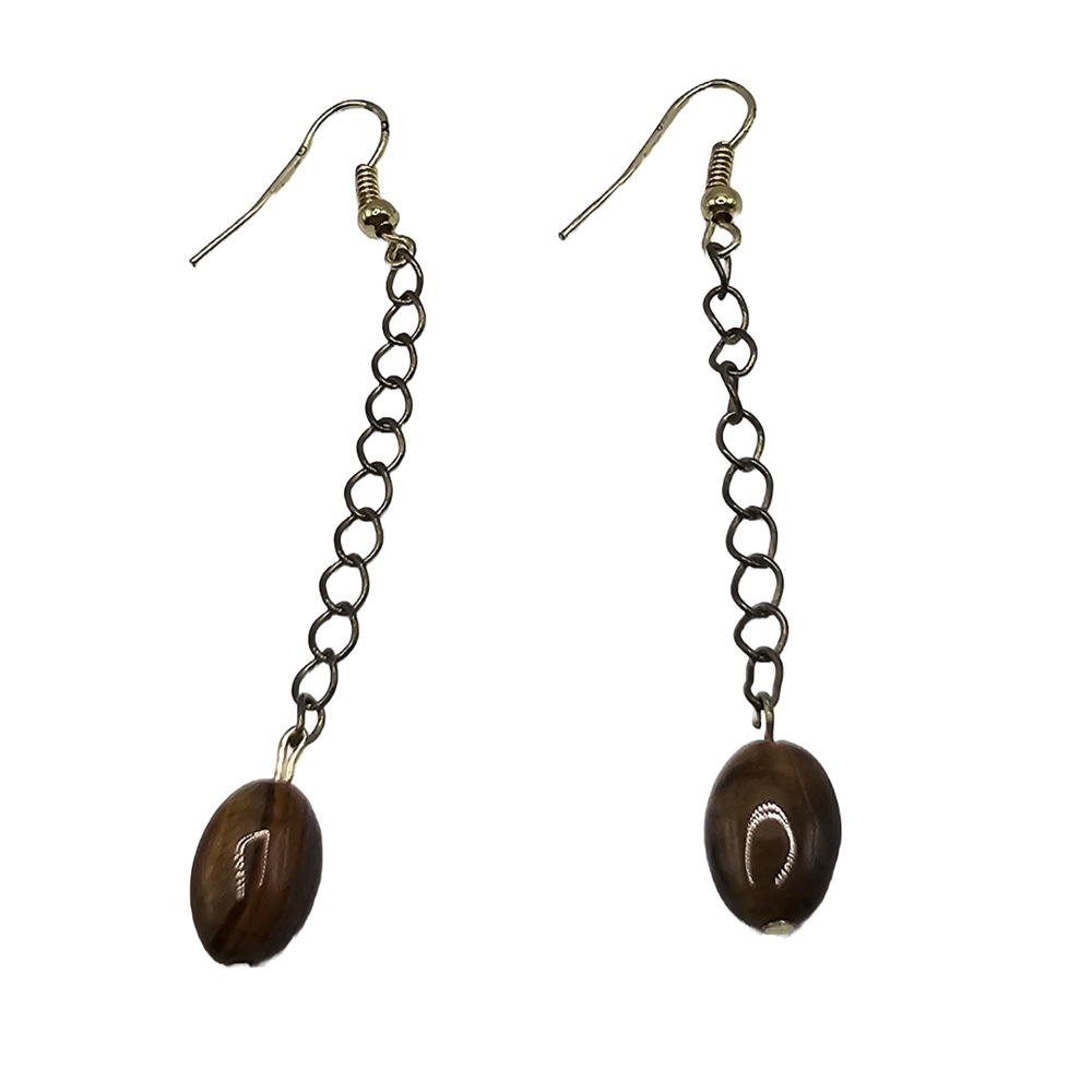 Elegant Brown Chain Drop Earrings